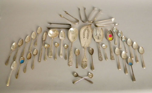 Appraisal: Group of English silver flatware and serving utensils ozt