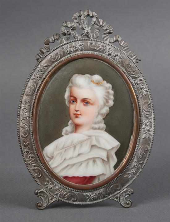 Appraisal: Continental probably French painted transfer porcelain plaque of a th