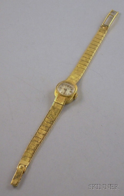 Appraisal: Lady's Rolex Precision kt Gold -jewel Bracelet Wristwatch with textured