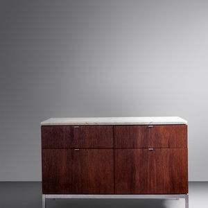 Appraisal: Florence Knoll American - CredenzaKnoll USA rosewood marble chrome-plated steel