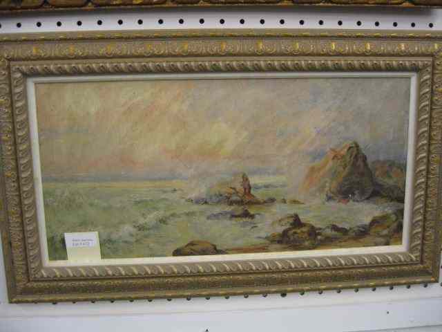 Appraisal: Oil Painting of a Rocky Coastline in fancy frame image