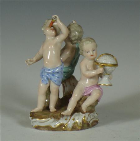 Appraisal: A late th Century Meissen figure group depicting astronomy in