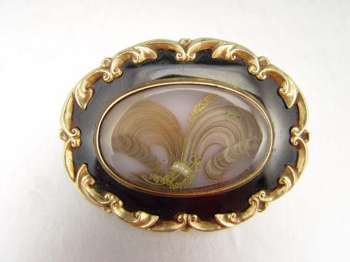 Appraisal: VICTORIAN ENAMELED MOURNING PIN PENDANT Heavy gold plated Victorian mourning