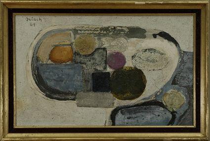 Appraisal: th Century School Abstract Composition Mixed media on board signed