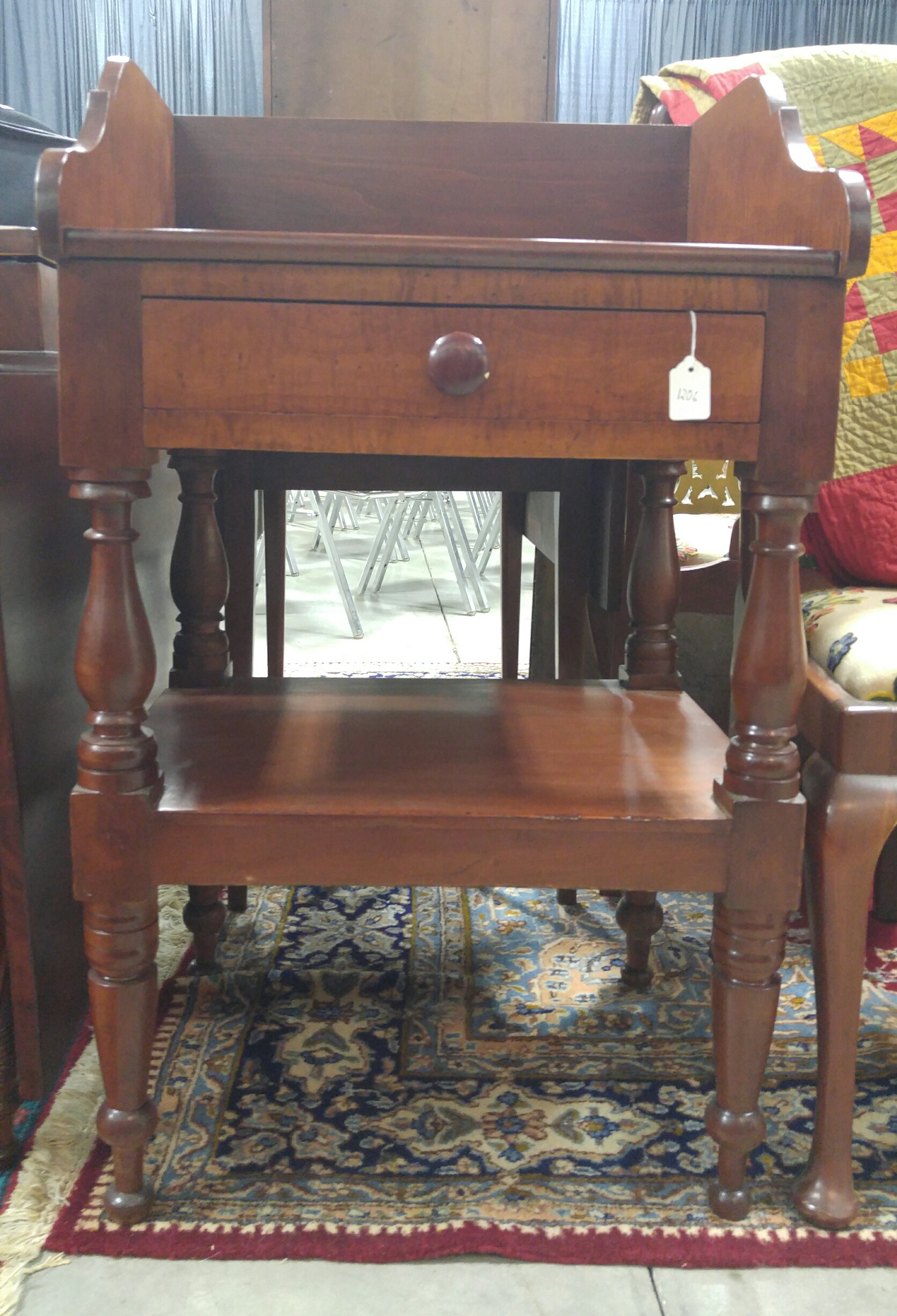 Appraisal: LATE SHERATON WASHSTAND American nd quarter- th century tiger maple