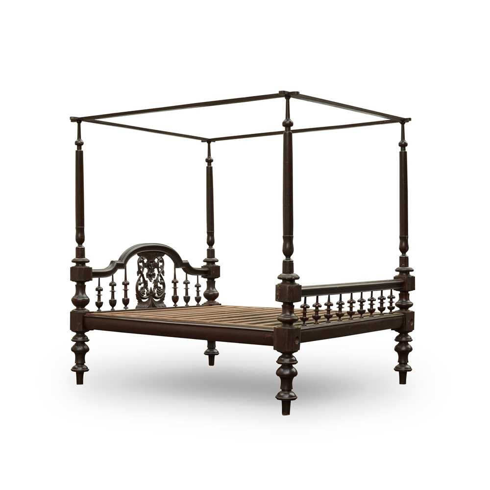 Appraisal: INDO-DUTCH COLONIAL CARVED AND EBONISED FOUR POSTER BED TH CENTURY