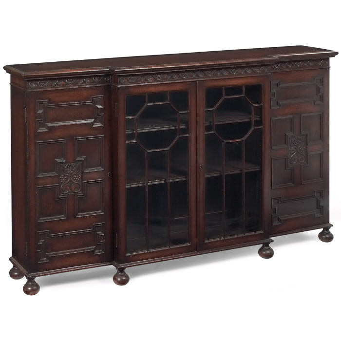 Appraisal: Arts and Crafts book cabinet English influenced two glass doors