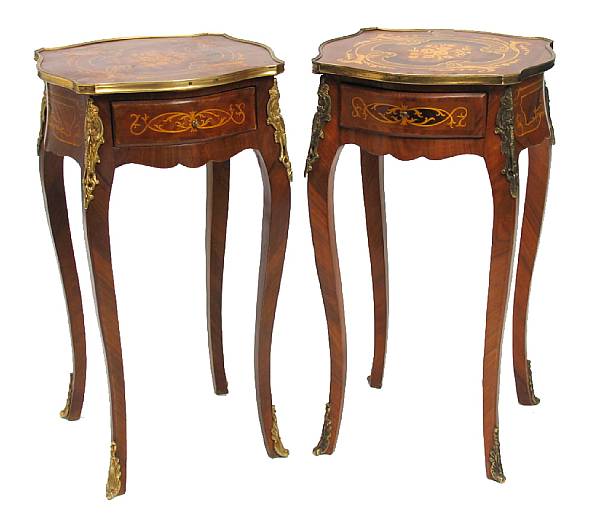 Appraisal: A pair of Louis XVI style inlaid tables with gilt