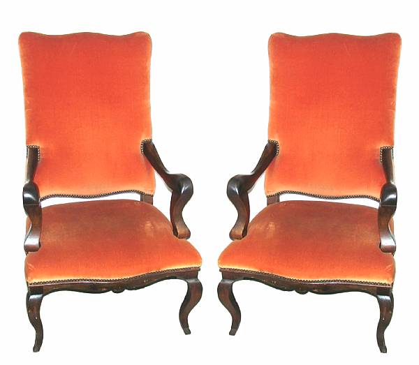 Appraisal: A pair of Rococo style armchairs height in width in