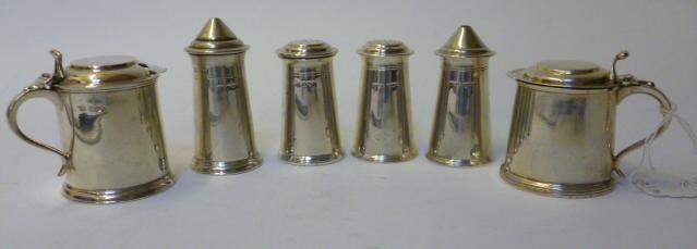 Appraisal: A SIX PIECE CRUET SET maker Viners Sheffield of Lighthouse