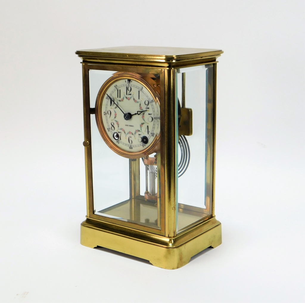 Appraisal: SETH THOMAS BRASS REGULATOR MANTLE CLOCK United States Early th