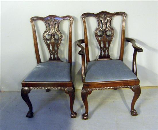 Appraisal: Set of six th century Chippendale style mahogany dining chairs