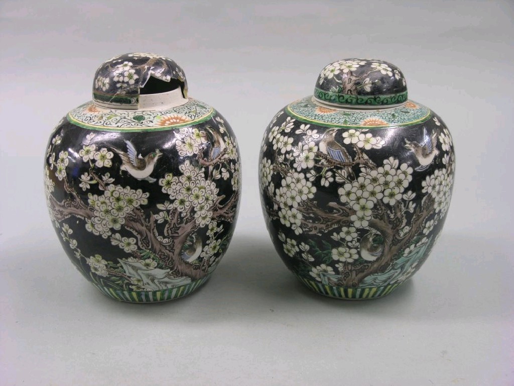 Appraisal: A pair of large Chinese porcelain ginger jars enamelled with