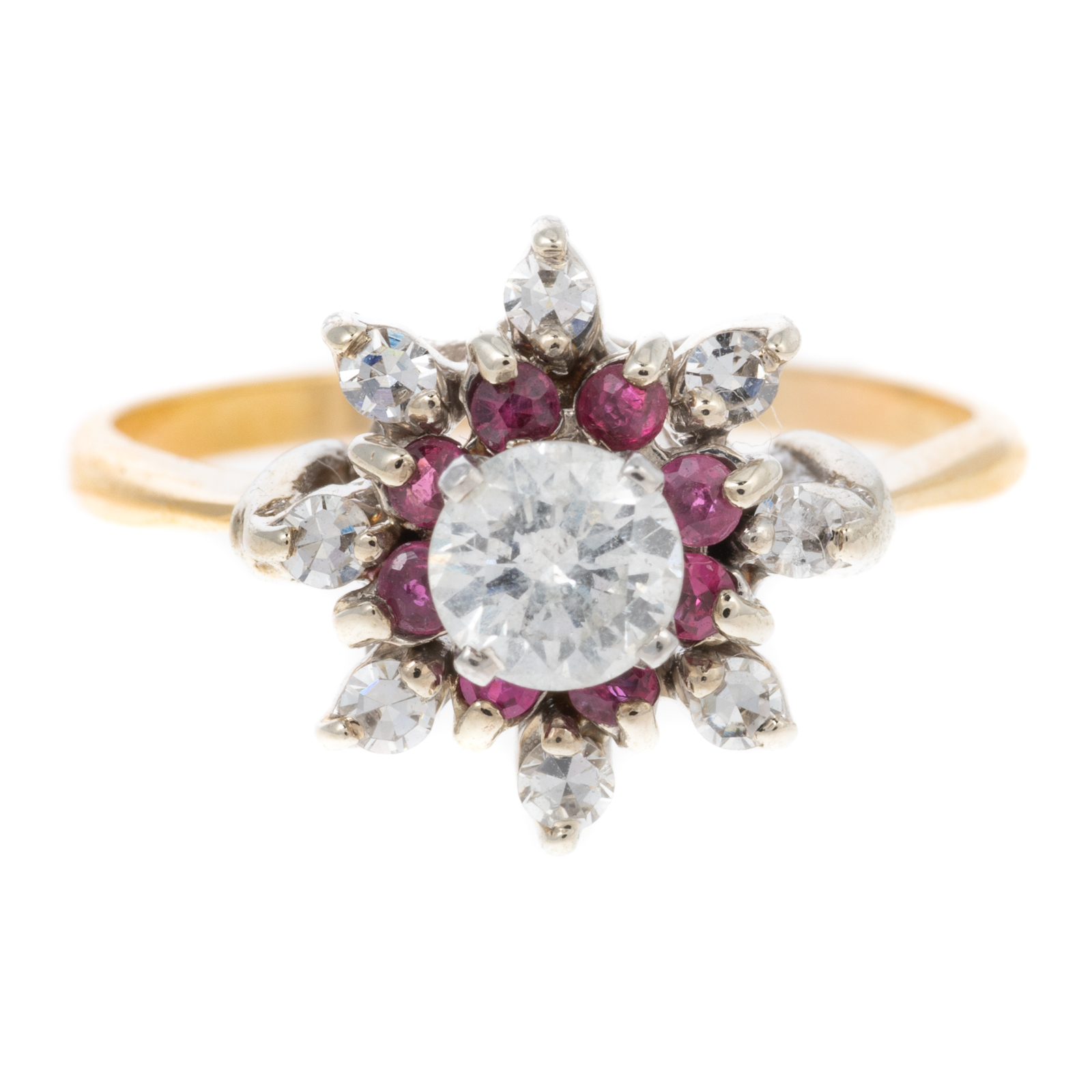 Appraisal: A DIAMOND RING WITH RUBY HALO IN K K white