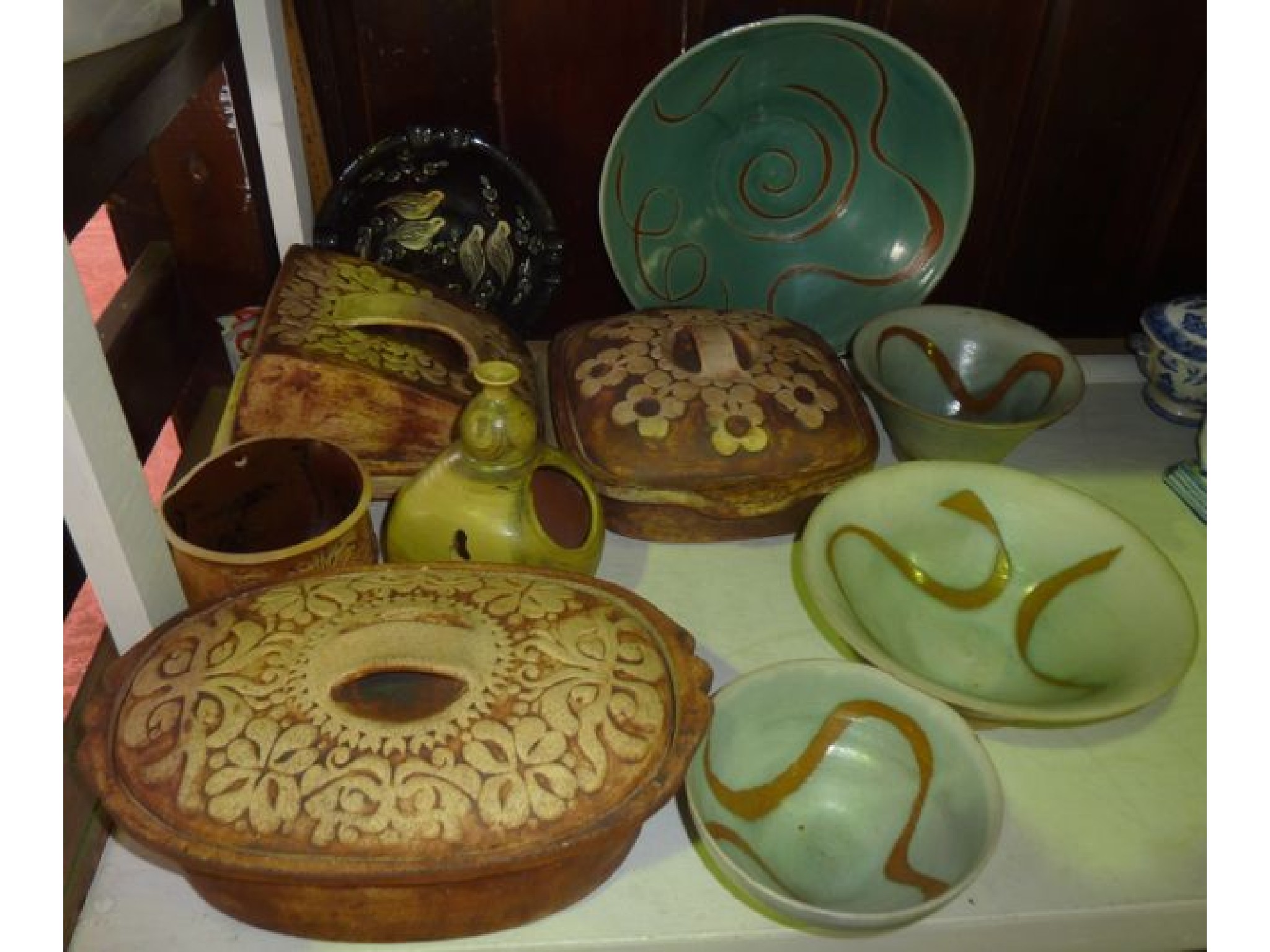 Appraisal: A quantity of studio pottery wares including a cheese dish