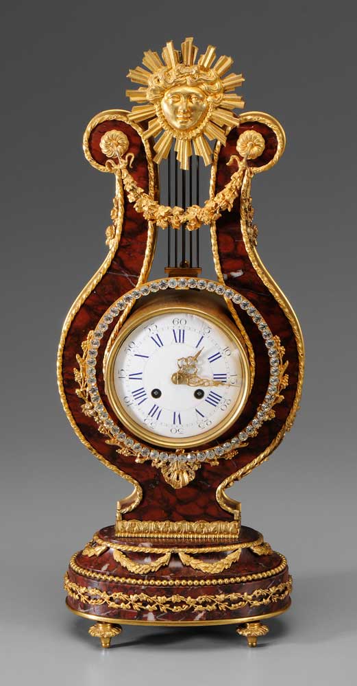 Appraisal: Marble Gilt Bronze Shelf Clock French late th century red