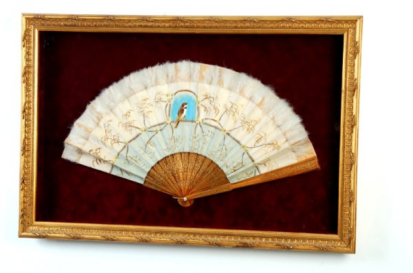 Appraisal: A hand fan of wood ribs with gilt decoration and