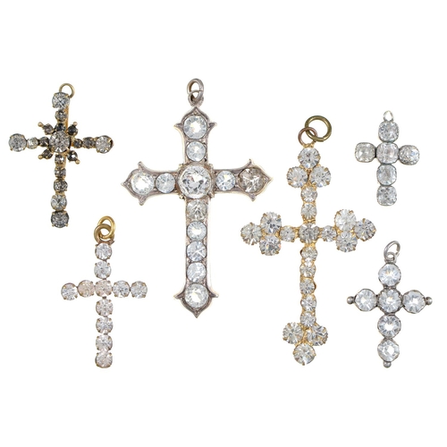 Appraisal: Six paste crosses late th c mounted in silver or