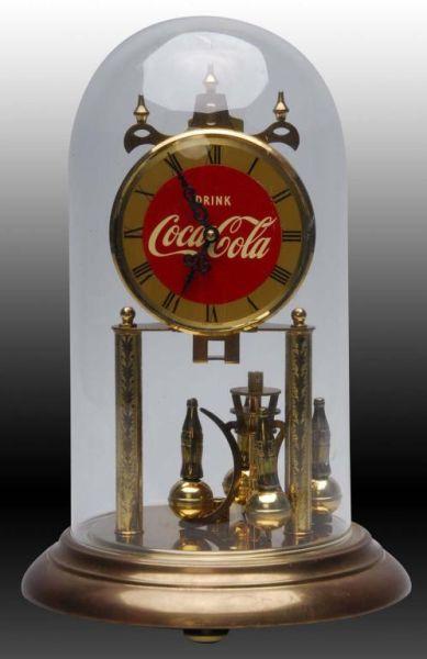 Appraisal: Large Coca-Cola Domed Clock Description Circa s to s Features