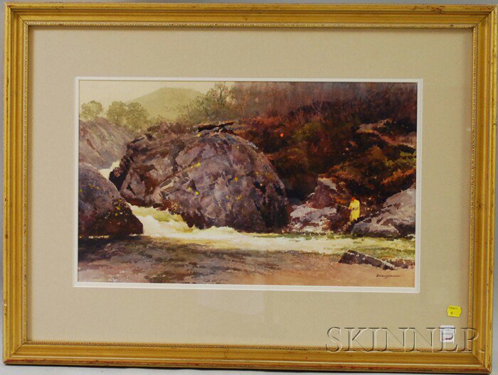 Appraisal: Francis Henry Beaugureau American - Salmon Fishing Signed Beaugureau l