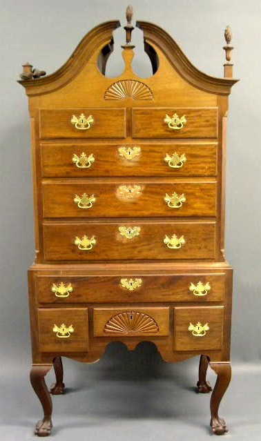 Appraisal: New England style mahogany highboy h x w x d