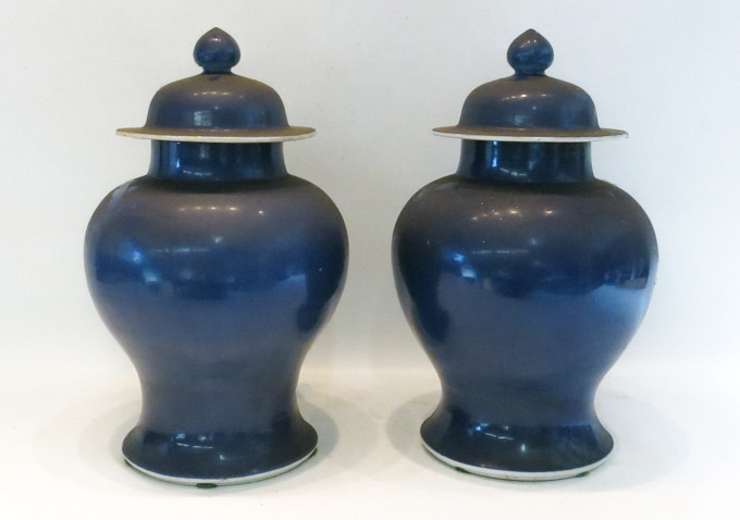 Appraisal: PAIR CHINESE PORCELAIN GINGER JARS blue glazed with white rims