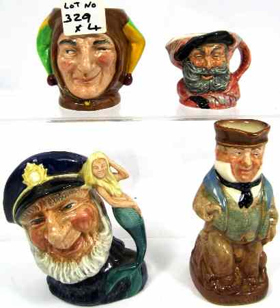 Appraisal: Royal Doulton Small Character Jugs Capt Cuttle Jester D Falstaff