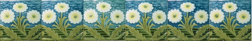 Appraisal: VILLEROY BOCH Six frieze tiles embossed with white and yellow