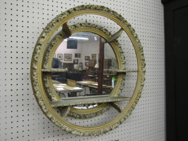 Appraisal: Vintage Shelf Mirror round carved frame '' diameter mirror needs