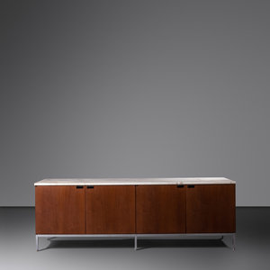 Appraisal: Florence Knoll - CabinetKnoll Associates USA walnut marble chrome-plated steel