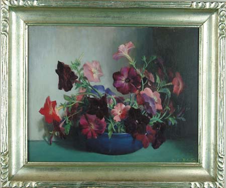 Appraisal: BEATRICE ROBERTSON Canadian - PETUNIAS Oil on panel still life