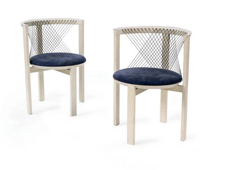 Appraisal: NIELS JORGEN HAUGESEN FOR TRANEKAER DENMARK FOUR CHAIRS white painted