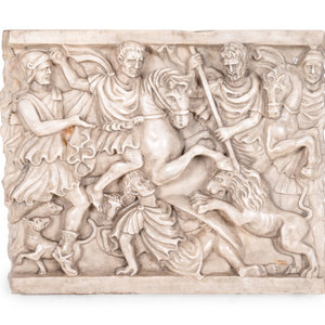 Appraisal: An Italian Marble Relief of a Battle Scene After the