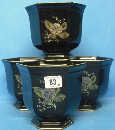 Appraisal: Four Octaganol black floral planters