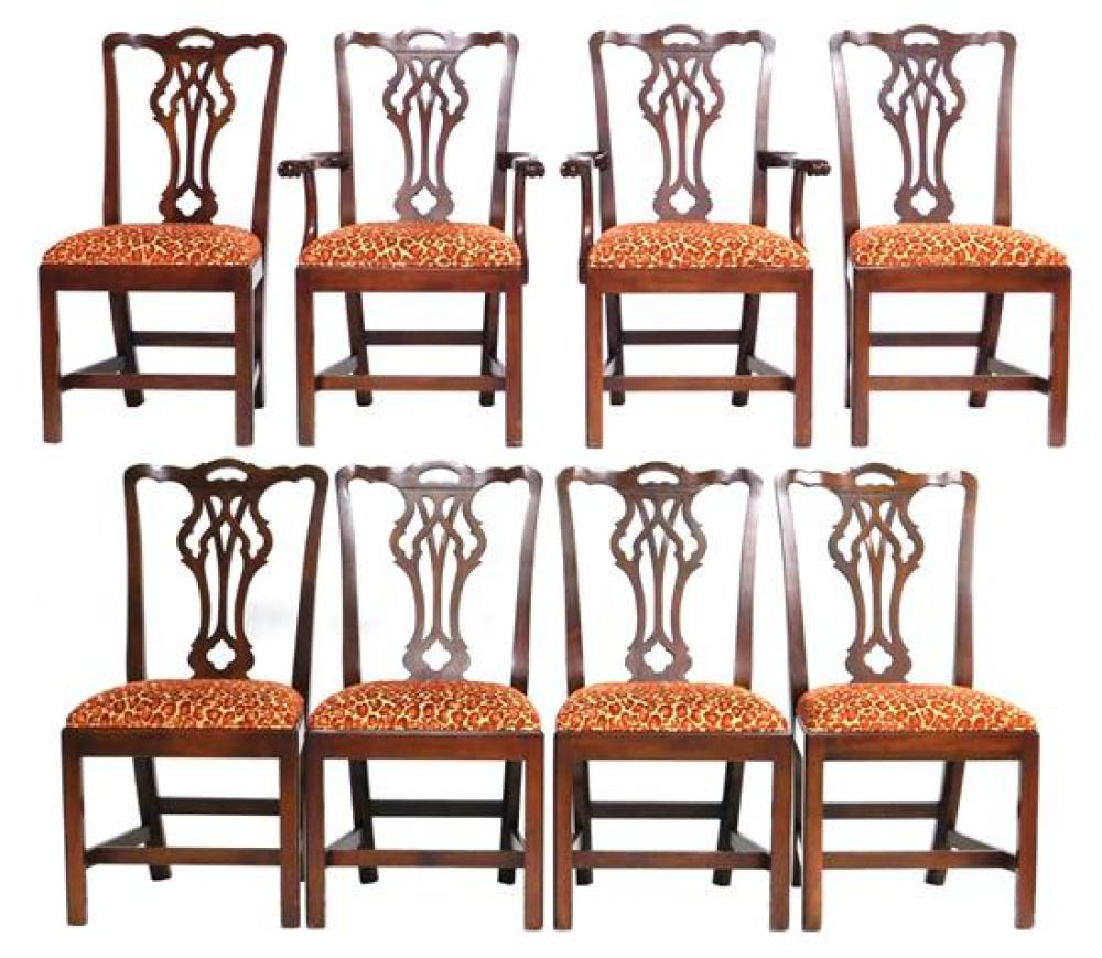 Appraisal: Centennial set of eight Chippendale style mahogany dining chairs including