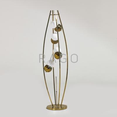 Appraisal: MODERN LIGHTING Floor lamp USA s Brass chromed metal Unmarked