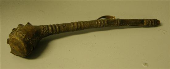 Appraisal: Early th century wood and leather bound club with multiple