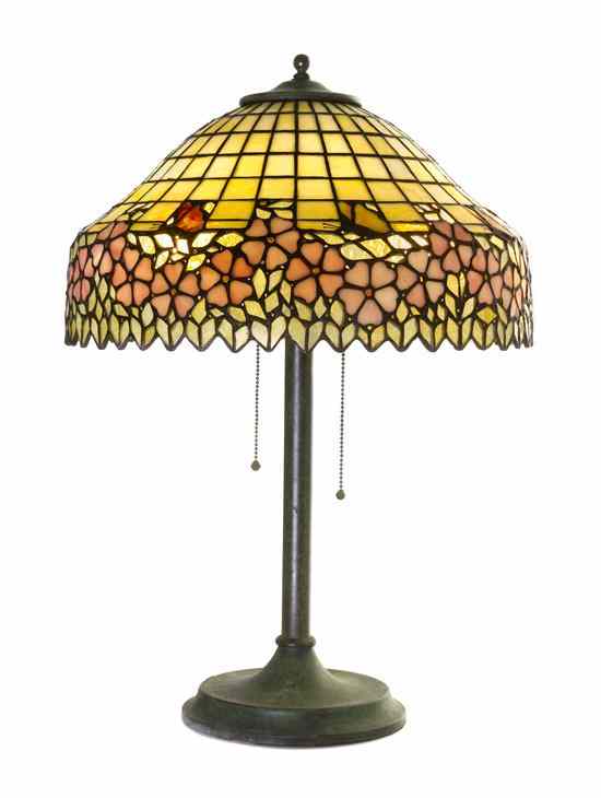 Appraisal: An American Leaded Glass Lamp attributed to Unique the domed