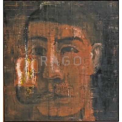 Appraisal: Aaron Fink American b Untitled Brown Pipe Smoker Oil on