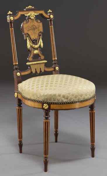 Appraisal: Louis XVI style ormolu mounted ladies' side chairhaving a pierced