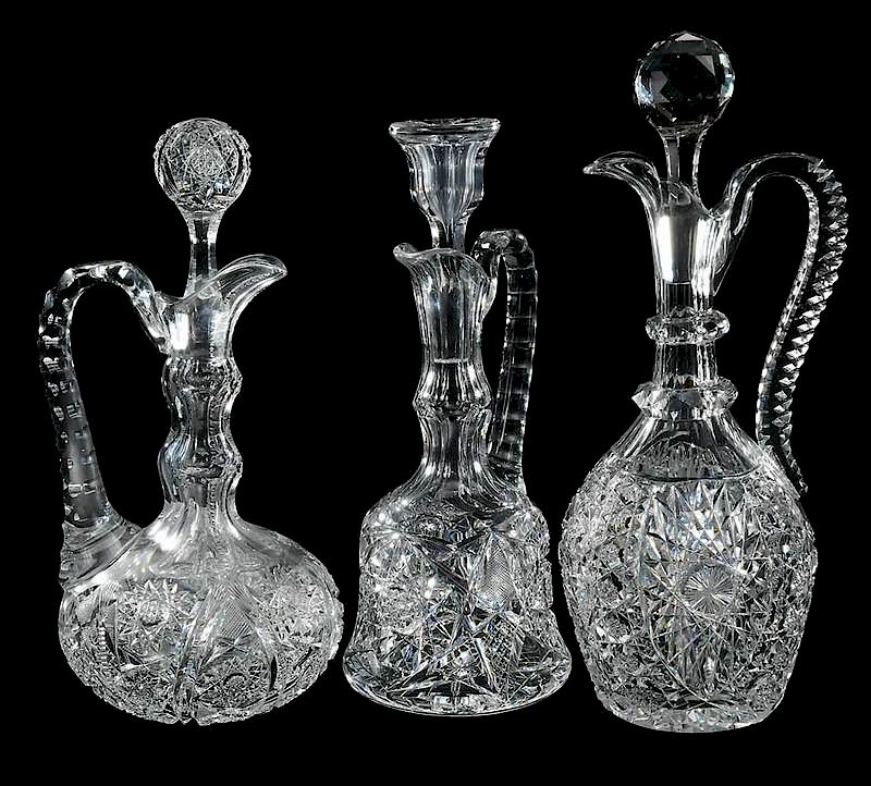 Appraisal: Three Cut Glass Decanters Strauss and Jewel one Strauss Kenilworth