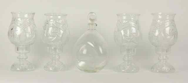 Appraisal: A set of four cut glass night lights of goblet