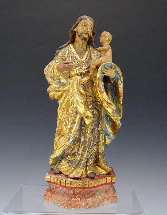 Appraisal: ITALIAN GOLD GILT JOSEPH AND BABY JESUS Gold and polychrome