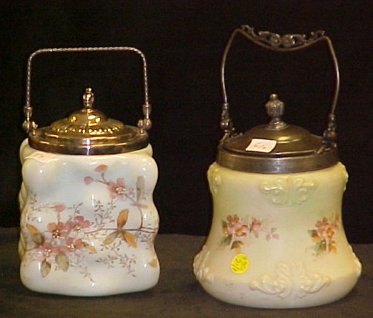 Appraisal: Two Wavecrest type biscuit jars both with floral motif and