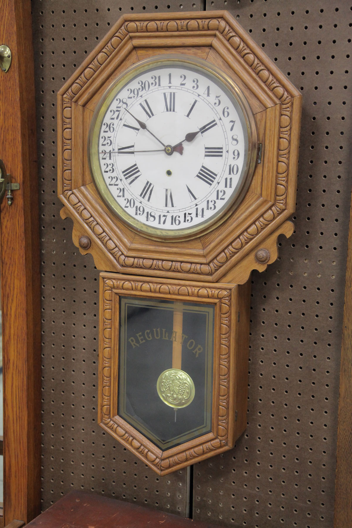 Appraisal: NEW HAVEN REGULATOR WALL CLOCK Connecticut late th century Eight