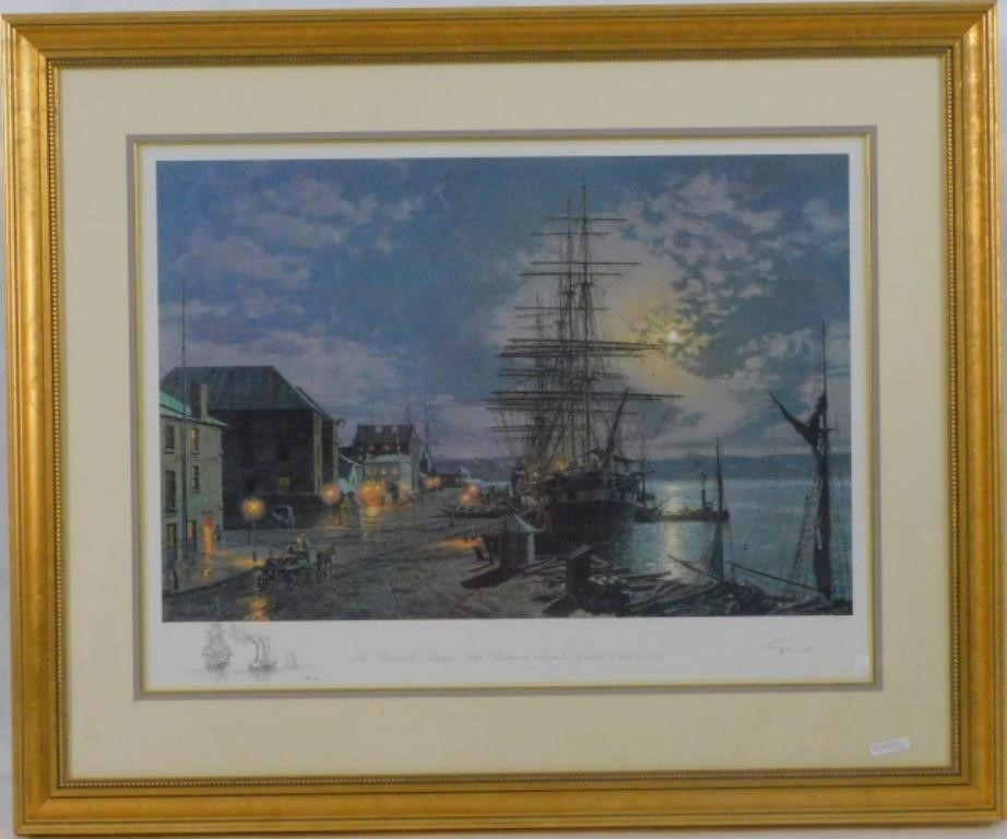 Appraisal: JOHN STOBART B MA FL FRAMED AND GLAZEDcolored lithograph depicting