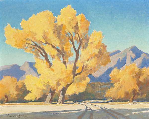 Appraisal: Maynard Dixon - Desert Cottonwoods Arizona No three Cottonwood sketches