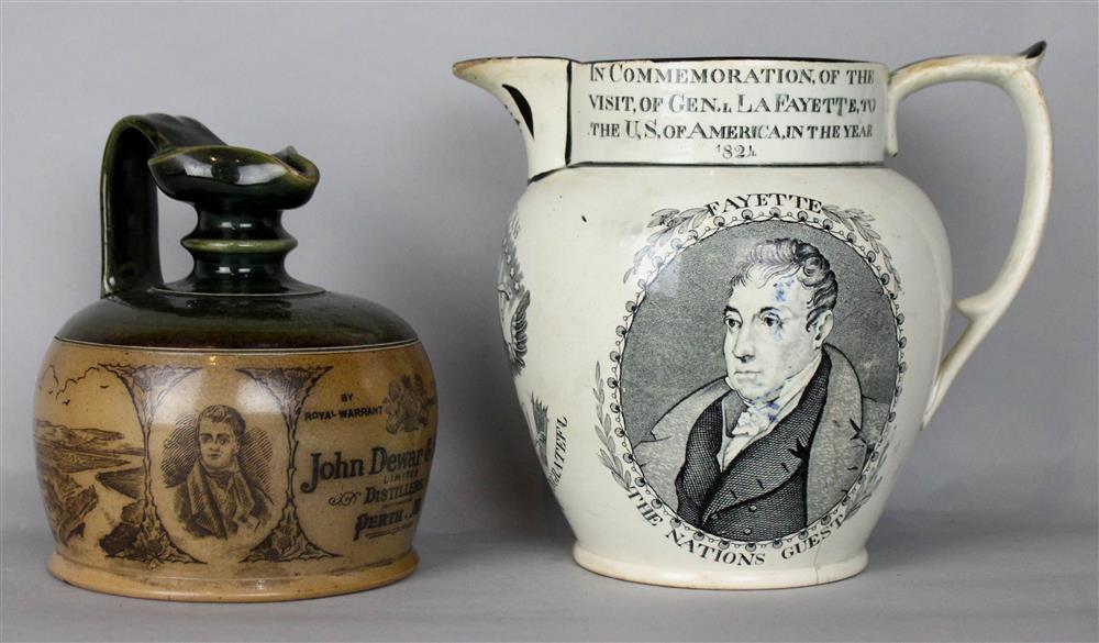 Appraisal: LAFAYETTE VISIT COMMEMORATIVE JUG AND JOHN DEWAR SONS JUG the