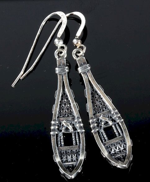 Appraisal: Pair of Sterling Silver Snowshoe Earrings Offered in this lot