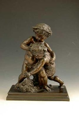 Appraisal: After Mathurin Moreau - A bronze of two putti wrestling